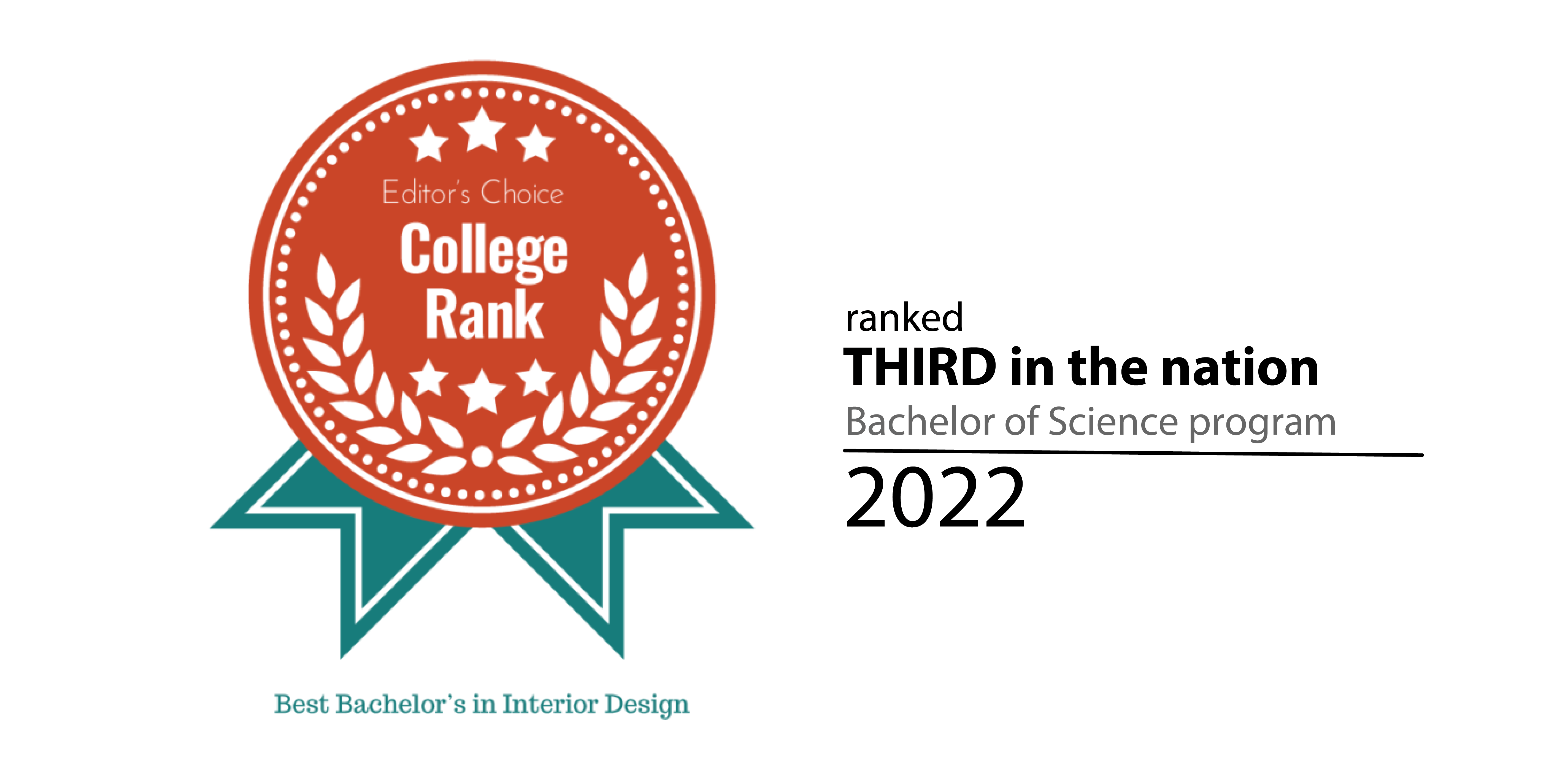 Editor's Choice College Rank Best bachelors in Interior Design, Ranked third in the nation Bachelor of science program 2022